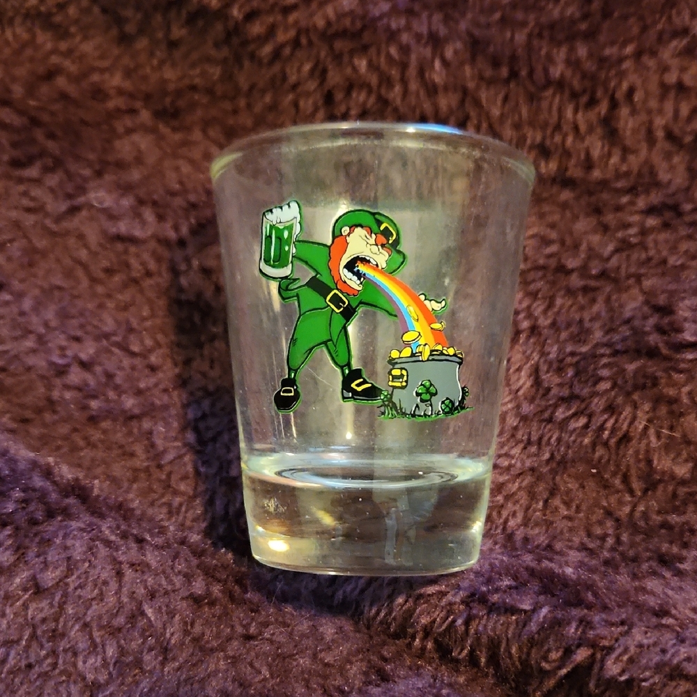 Leprechaun Shot Glass with Rainbow Design